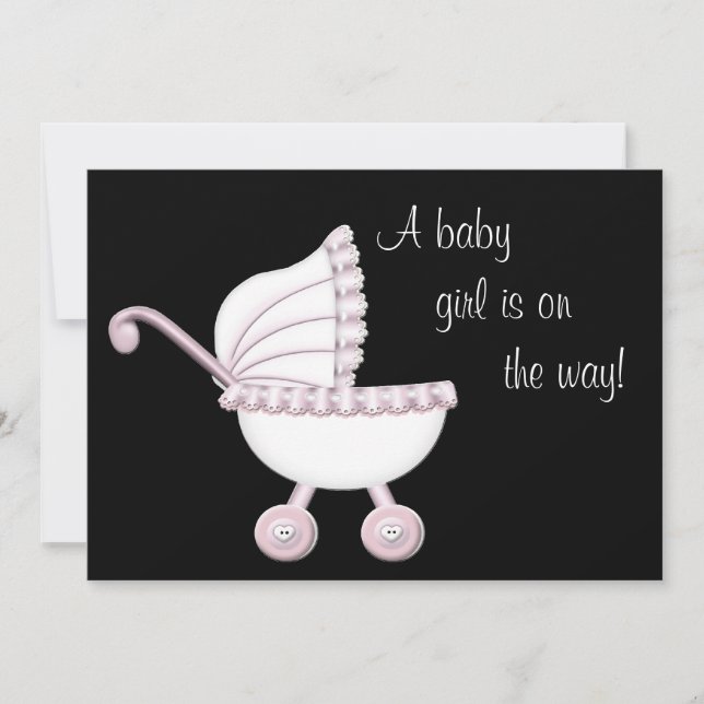 Pink Stroller Girl Baby Shower Invitation (Front)