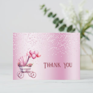 Pink Stroller Thank You Card