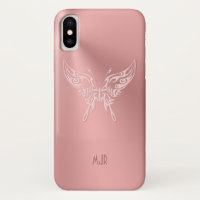 Pink Stylised Butterfly Round Tail, Embossed-look