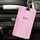 Pink Stylish Monogram Luggage Tag<br><div class="desc">This stylish luggage tag design features a pink watercolor background.
Easily customisable with your initials in modern white typography.
Original Watercolor © Michele Davies.</div>