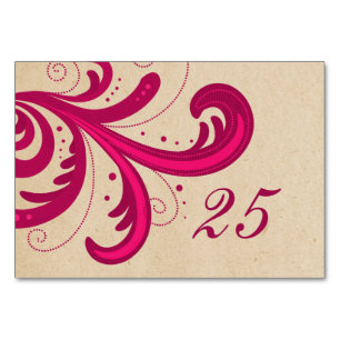 Pink Stylish Swirls Table Card