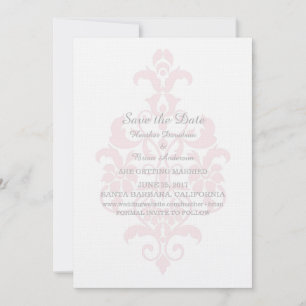 Pink Subtle Damask Save the Date Invite