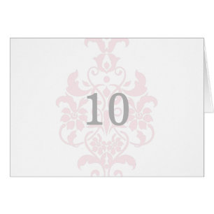 Pink Subtle Damask Table Number Card