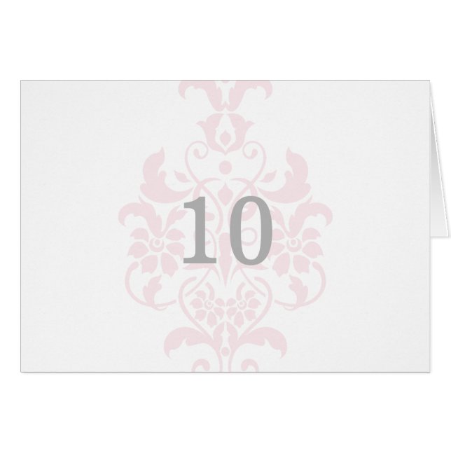 Pink Subtle Damask Table Number Card (Front Horizontal)