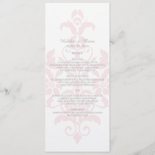 Pink Subtle Damask Wedding Menu