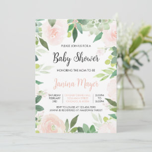 Pink Succulent Baby Shower Invitation