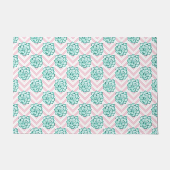 Pink Succulent Doormat (Front)