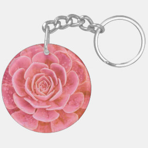 Pink Succulent Keychain