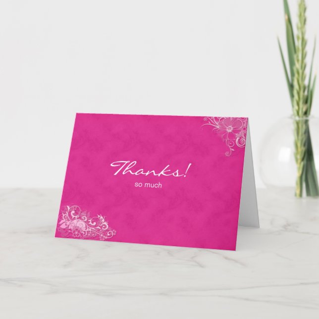 Pink Suede Thank You Greeting Card (Front)