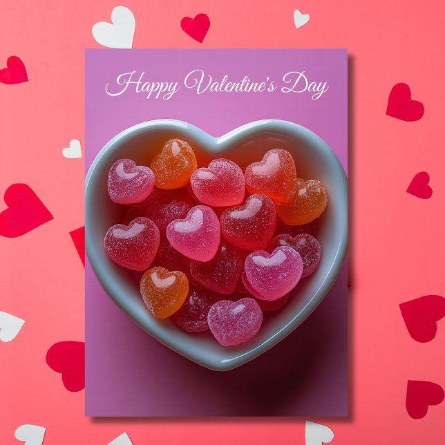 Pink Sugar candy Hearts  Valentine's Greeting Card (Creator Uploaded)