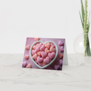 Pink Sugar Candy Hearts Valentine's Greeting Holiday Card