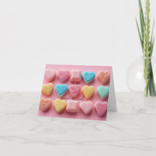 Pink Sugar Candy Hearts Valentine's Greeting Holiday Card