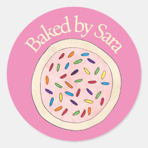 Pink Sugar Cookie Sprinkles Baked By Homemade Classic Round Sticker