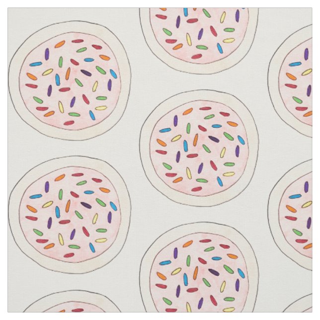 Pink Sugar Cookie Sprinkles Strawberry Frosting Fabric (Swatch)