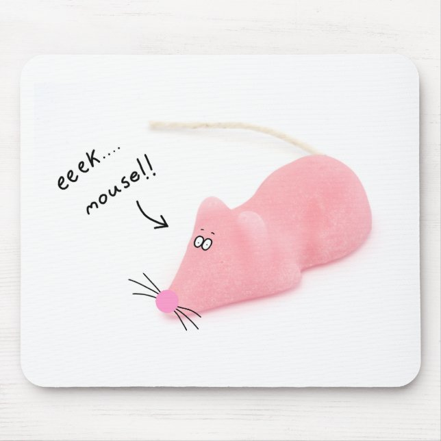 pink sugar mouse "eeek mouse" novelty mouse mat (Front)
