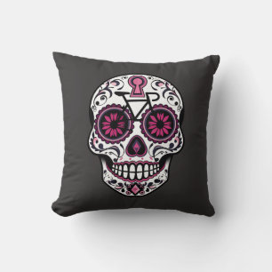 Pink Sugar Skull, Day Of The Dead  Cushion