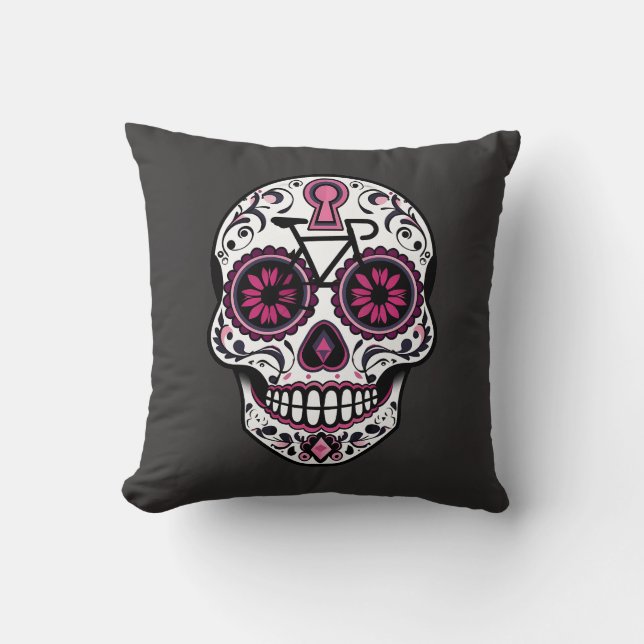 Pink Sugar Skull, Day Of The Dead  Cushion (Front)