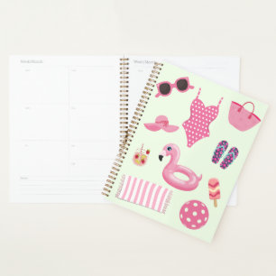 Pink Summer Essentials Cute Girly Beach Illustra Planner