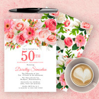Pink Summer Floral Pretty 50th Birthday