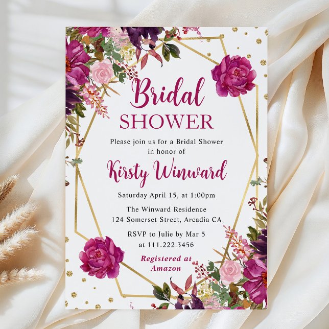 Pink Summer Flowers Frame Bridal Shower Invitation (Creator Uploaded)
