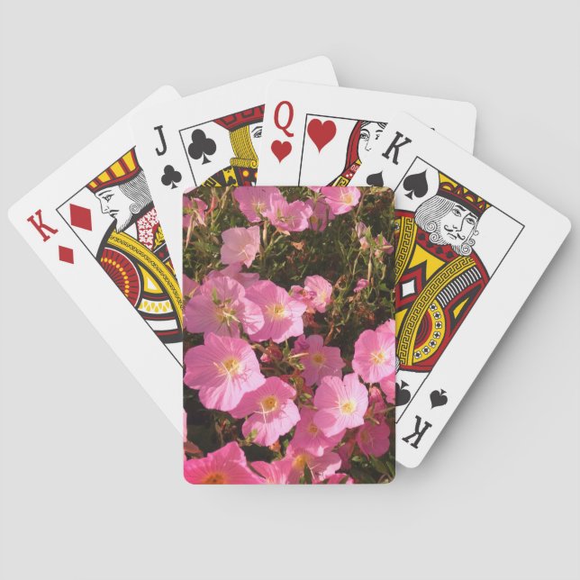 Pink Summer Flowers Photo Playing Cards (Back)