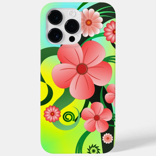 Pink Summer Flowers Tropical Hibiscus Floral Tough Case-Mate iPhone Case (Back)
