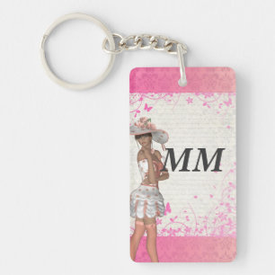 Pink summer girl key ring