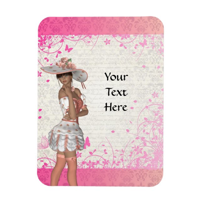 Pink summer girl magnet (Vertical)