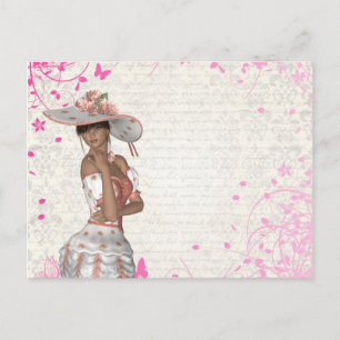 Pink summer girl postcard