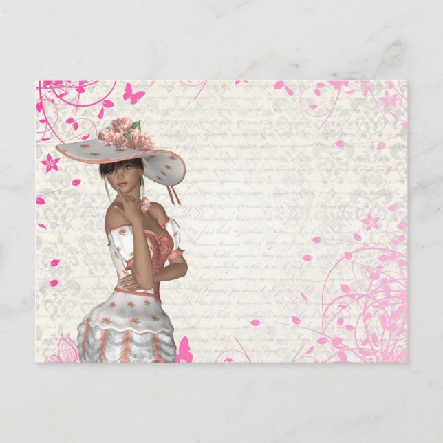 Pink summer girl postcard (Front)