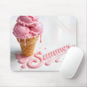 Pink Summer Ice Cream Cone Mouse Pad