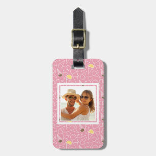 Pink Summer Ice Cream Pattern   Monogram Luggage Tag