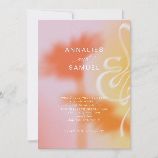Pink Summer Modern Stylish Wedding Invitati Invitation (Front)