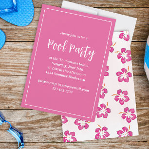 Pink Summer Party Floral Custom Invitation