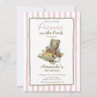 Pink Summer Picnic in the Park Invitation
