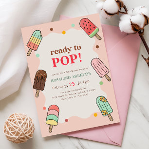 Pink Summer Popsicle Ready to Pop Baby Shower Invitation
