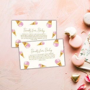 Pink Summer Scoop Ice Cream Books For Baby Shower Enclosure Card