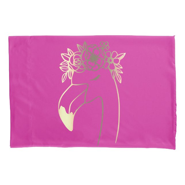 Pink Summer Watercolor Bright Flamingo Pillowcase (Front)