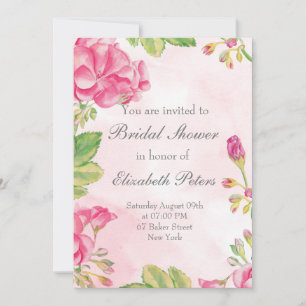 Pink Summerflowers Bridal Shower Invitation