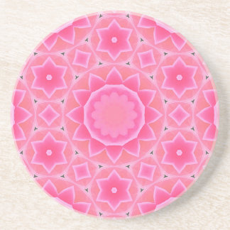 Pink sun and stars baby girl mosaic pattern paper coaster