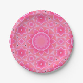 Pink sun and stars baby girl mosaic pattern paper paper plate