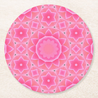 Pink sun and stars baby girl mosaic pattern paper round paper coaster