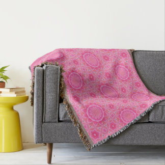 Pink sun and stars baby girl mosaic pattern throw blanket