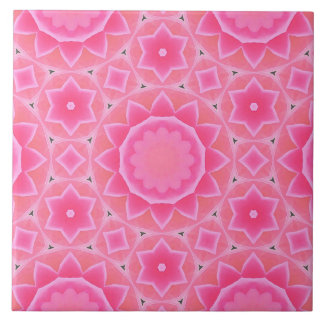 Pink sun and stars baby girl mosaic pattern tile