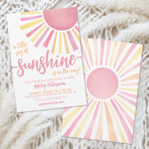 Pink Sun Boho Baby Shower Invitation