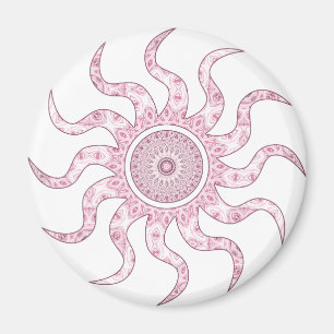 Pink Sun Mandala Design Magnet
