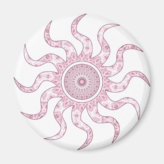 Pink Sun Mandala Design Magnet (Front)