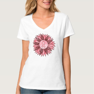 Pink Sunflower Cancer Awareness Womens T-Shirt