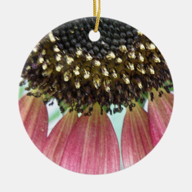 Pink Sunflower Custom Birthday Ceramic Tree Decoration (Front)