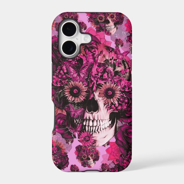 Pink sunflower ohm skull pattern. (Back)